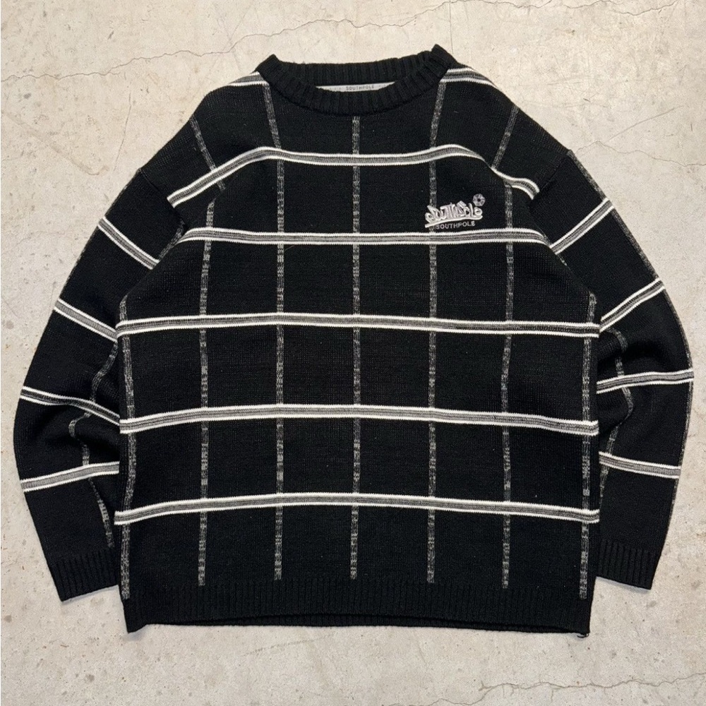 Black and White Southpole Striped Sweater